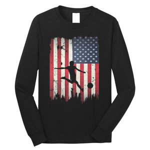 Soccer Usa American Flag 4th Of July Patriotic Sports Long Sleeve Shirt