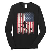 Soccer Usa American Flag 4th Of July Patriotic Sports Long Sleeve Shirt