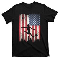 Soccer Usa American Flag 4th Of July Patriotic Sports T-Shirt