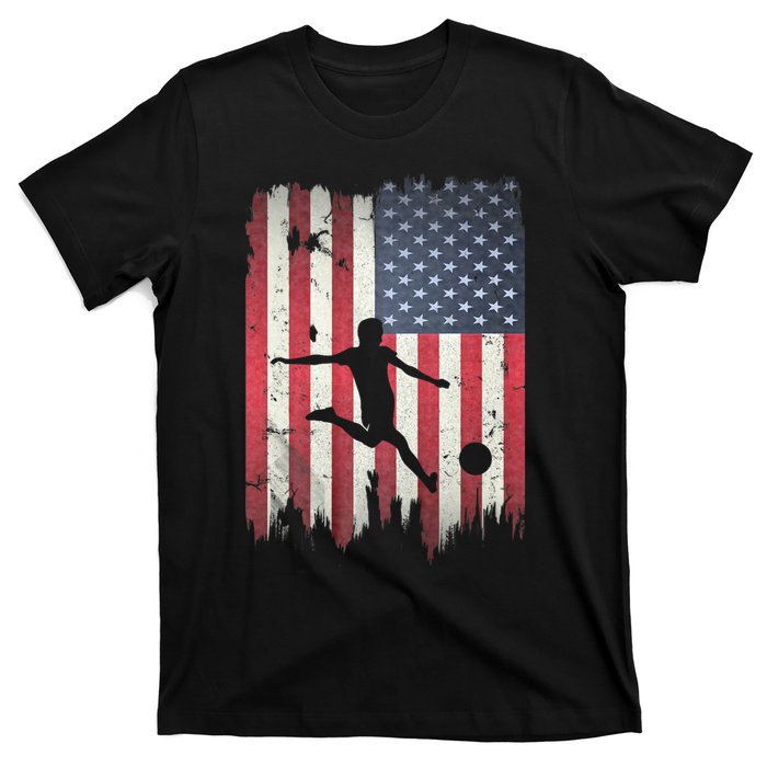 Soccer Usa American Flag 4th Of July Patriotic Sports T-Shirt