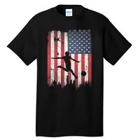 Soccer Usa American Flag 4th Of July Patriotic Sports Tall T-Shirt