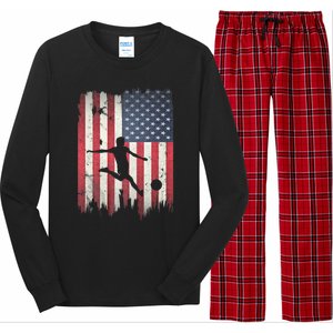 Soccer Usa American Flag 4th Of July Patriotic Sports Long Sleeve Pajama Set