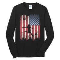 Soccer Usa American Flag 4th Of July Patriotic Sports Tall Long Sleeve T-Shirt