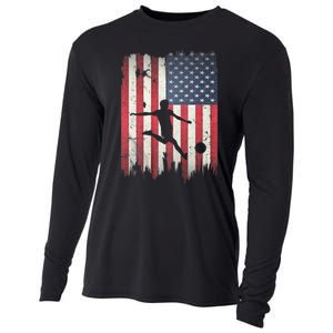 Soccer Usa American Flag 4th Of July Patriotic Sports Cooling Performance Long Sleeve Crew