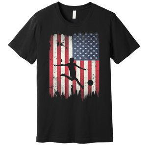 Soccer Usa American Flag 4th Of July Patriotic Sports Premium T-Shirt