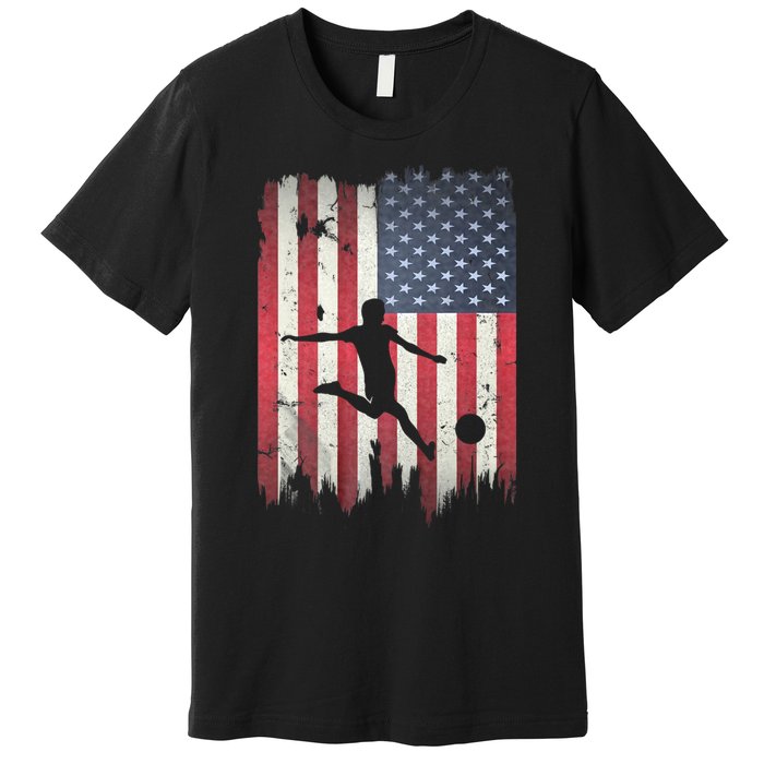 Soccer Usa American Flag 4th Of July Patriotic Sports Premium T-Shirt