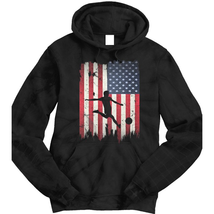 Soccer Usa American Flag 4th Of July Patriotic Sports Tie Dye Hoodie