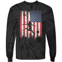 Soccer Usa American Flag 4th Of July Patriotic Sports Tie-Dye Long Sleeve Shirt