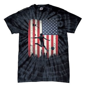 Soccer Usa American Flag 4th Of July Patriotic Sports Tie-Dye T-Shirt