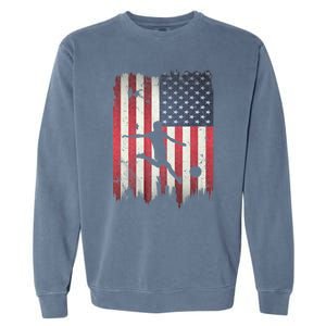 Soccer Usa American Flag 4th Of July Patriotic Sports Garment-Dyed Sweatshirt