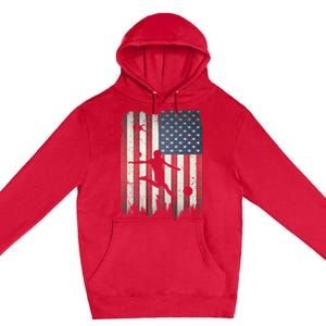 Soccer Usa American Flag 4th Of July Patriotic Sports Premium Pullover Hoodie