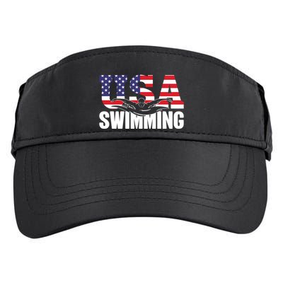 Swimming Us American Flag Water Swimmer And Swim Great Gift Adult Drive Performance Visor