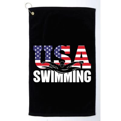 Swimming Us American Flag Water Swimmer And Swim Great Gift Golf Towel