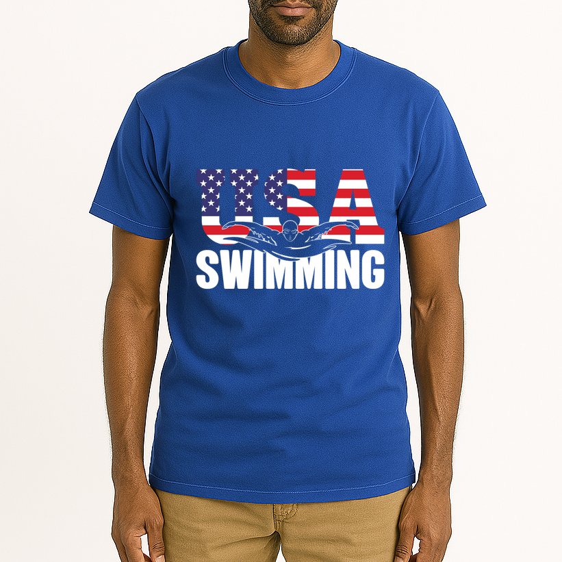 Swimming Us American Flag Water Swimmer And Swim Great Gift Tall T-Shirt