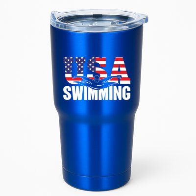 Swimming Us American Flag Water Swimmer And Swim Great Gift Tumbler