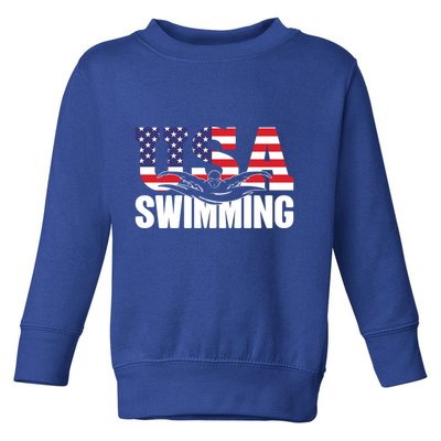 Swimming Us American Flag Water Swimmer And Swim Great Gift Toddler Sweatshirt