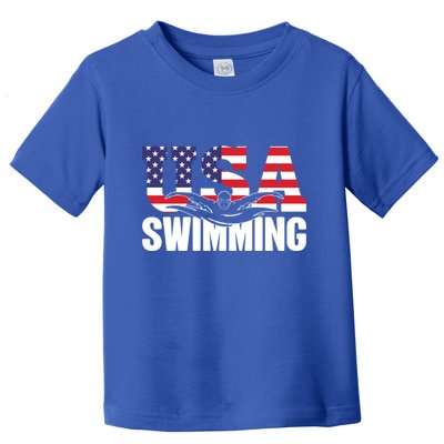 Swimming Us American Flag Water Swimmer And Swim Great Gift Toddler T-Shirt