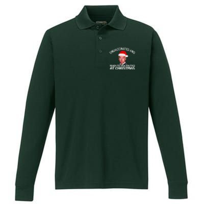 Santa Unvaccinated And Ready To Talk Politics At Christmas Performance Long Sleeve Polo