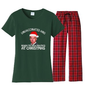 Santa Unvaccinated And Ready To Talk Politics At Christmas Women's Flannel Pajama Set