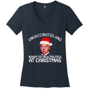 Santa Unvaccinated And Ready To Talk Politics At Christmas Women's V-Neck T-Shirt