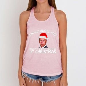 Santa Unvaccinated And Ready To Talk Politics At Christmas Women's Knotted Racerback Tank