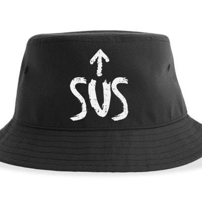 Sus Up Arrow Funny Saying Gaming Meme Suspicious Sustainable Bucket Hat