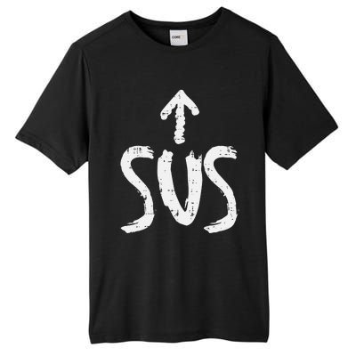 Sus Up Arrow Funny Saying Gaming Meme Suspicious Tall Fusion ChromaSoft Performance T-Shirt