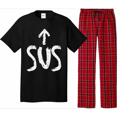 Sus Up Arrow Funny Saying Gaming Meme Suspicious Pajama Set