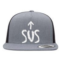 Sus Up Arrow Funny Saying Gaming Meme Suspicious Flat Bill Trucker Hat