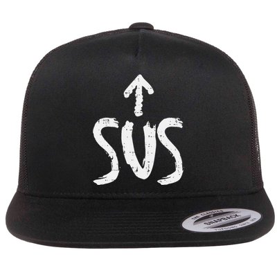 Sus Up Arrow Funny Saying Gaming Meme Suspicious Flat Bill Trucker Hat