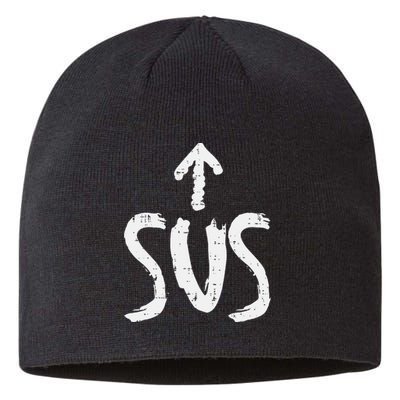 Sus Up Arrow Funny Saying Gaming Meme Suspicious Sustainable Beanie