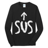 Sus Up Arrow Funny Saying Gaming Meme Suspicious Tall Long Sleeve T-Shirt