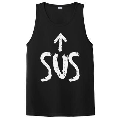 Sus Up Arrow Funny Saying Gaming Meme Suspicious PosiCharge Competitor Tank