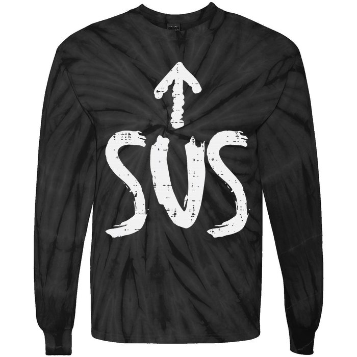 Sus Up Arrow Funny Saying Gaming Meme Suspicious Tie-Dye Long Sleeve Shirt