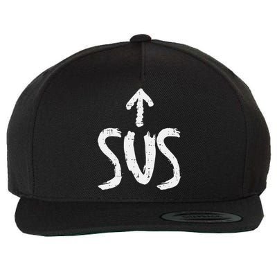 Sus Up Arrow Funny Saying Gaming Meme Suspicious Wool Snapback Cap