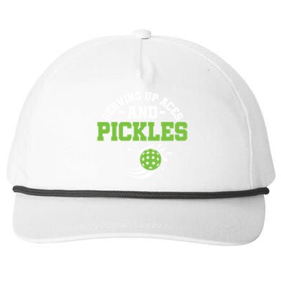 Serving Up Aces And Pickles Pickleball Player Dink Funny Gift Snapback Five-Panel Rope Hat