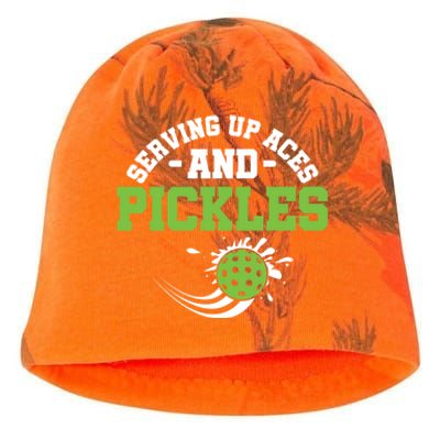 Serving Up Aces And Pickles Pickleball Player Dink Funny Gift Kati - Camo Knit Beanie