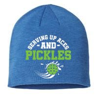 Serving Up Aces And Pickles Pickleball Player Dink Funny Gift Sustainable Beanie