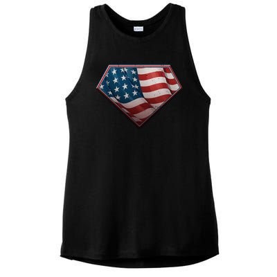 Super USA American Flag Ladies PosiCharge Tri-Blend Wicking Tank