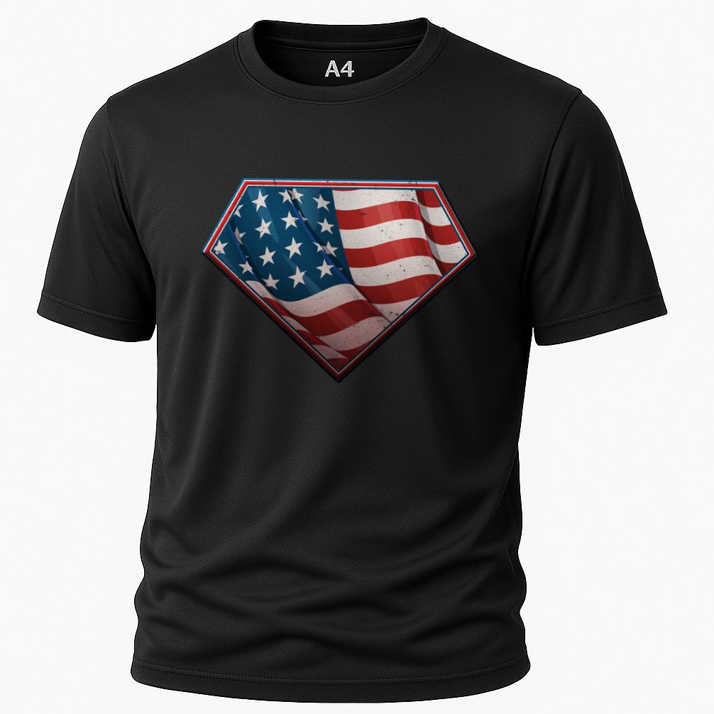 Super USA American Flag Cooling Performance Crew T-Shirt