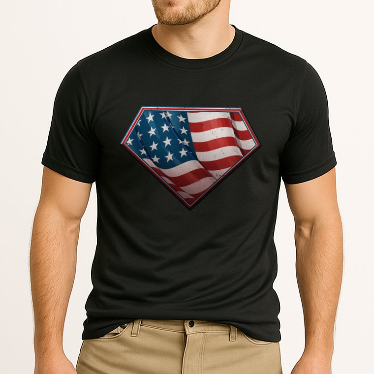 Super USA American Flag Cooling Performance Crew T-Shirt