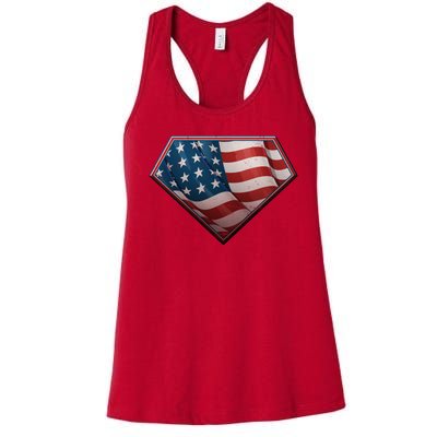 Super USA American Flag Women's Racerback Tank