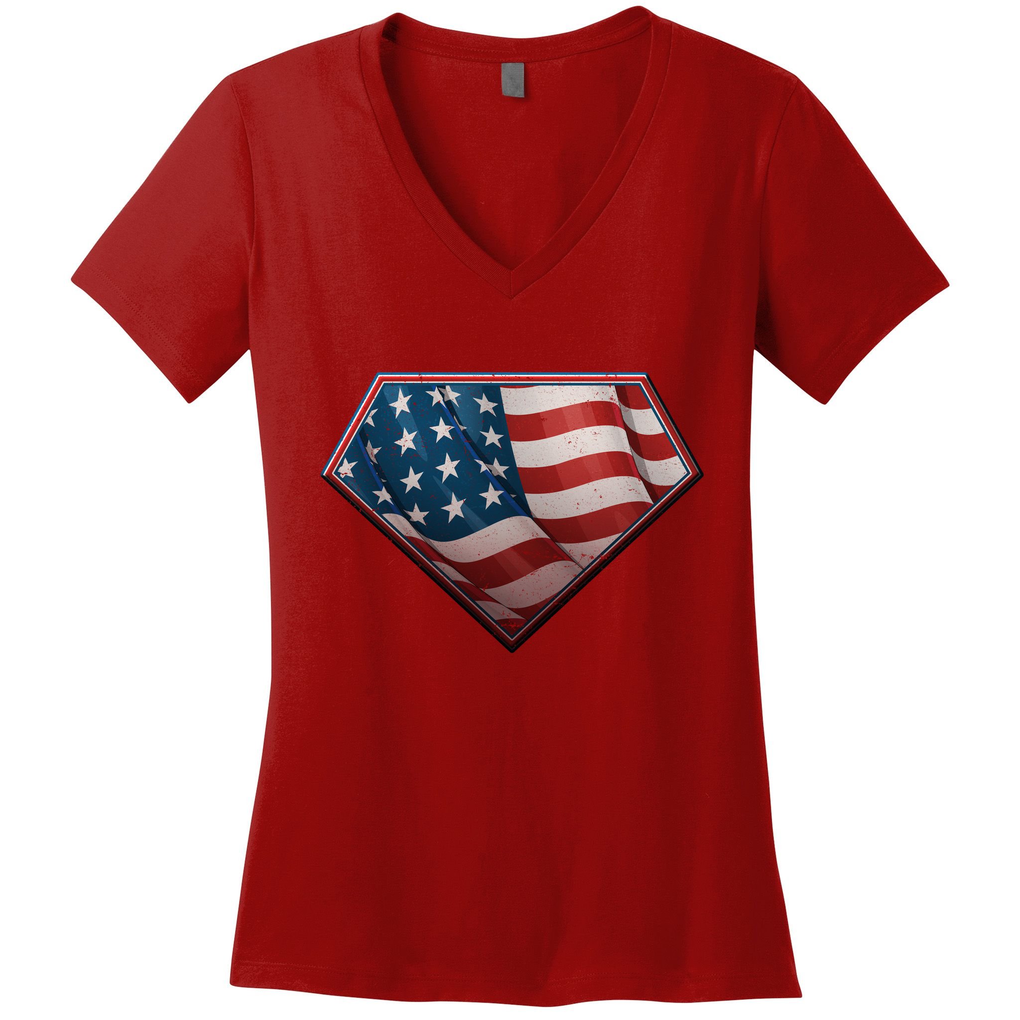 Super USA American Flag Women's V-Neck T-Shirt