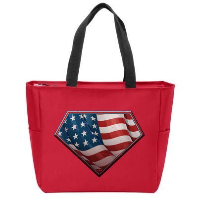 Super USA American Flag Zip Tote Bag