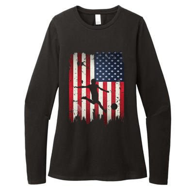 Soccer Usa American Flag 4th Of July Patriotic Sports Womens CVC Long Sleeve Shirt