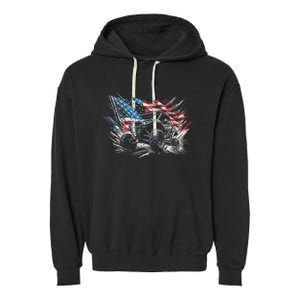 Sxs Utv American Flag Outdoors Garment-Dyed Fleece Hoodie