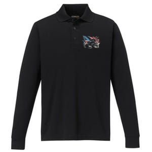 Sxs Utv American Flag Outdoors Performance Long Sleeve Polo