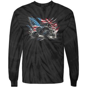 Sxs Utv American Flag Outdoors Tie-Dye Long Sleeve Shirt