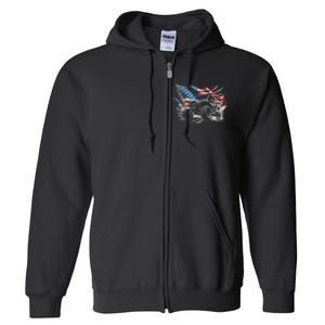 Sxs Utv American Flag Outdoors Full Zip Hoodie