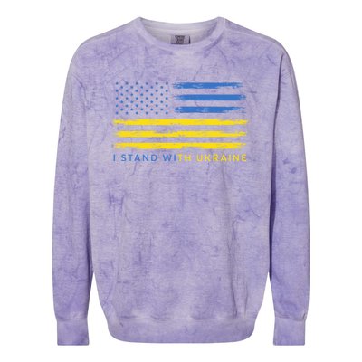 Support Ukrainian American Flag I Stand With Ukraine Gift Colorblast Crewneck Sweatshirt